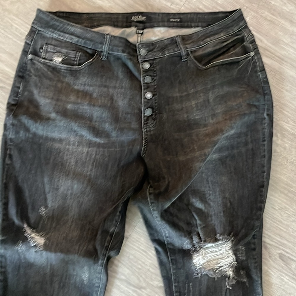 Judy Blue Skinny Fit Lite Black Distressed Jeans Size 24W - Picture 2 of 15